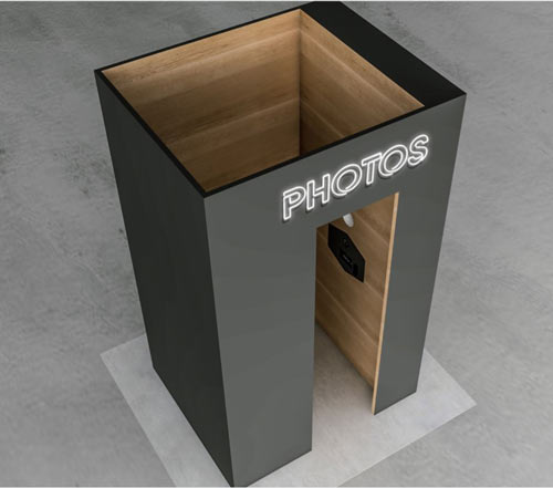 Isometric rendering of a photobooth.